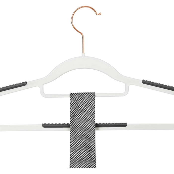 Набір вішалок SONGMICS 50 шт., пластик, антиковзаючі, компактні, товщина 0,5 см, 42 см, поворотний гачок 360°, срібло, білий + темно-сірий