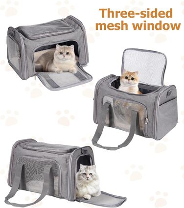 Транспортна переноска для кота та собаки, складана, сірого кольору (L)