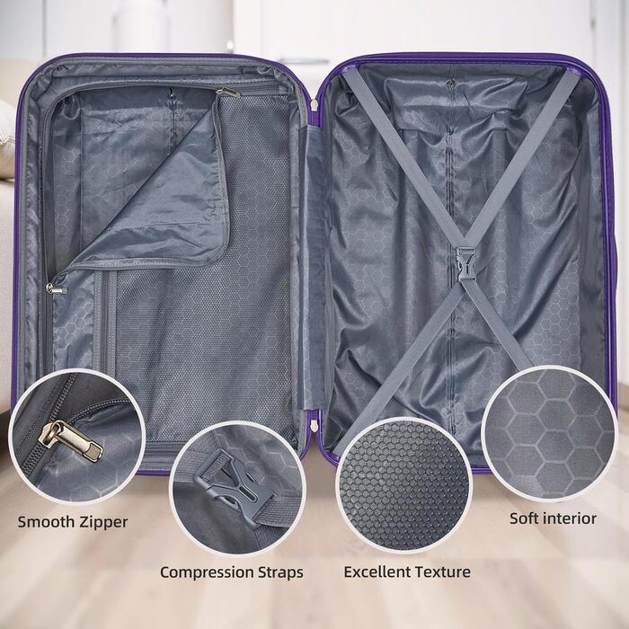 Набір валіз LARVENDER, 5 шт., з жорсткого пластику, розширюваний, з кодовим замком, колір Midnight Berry (20/24/28/DB/TB)