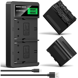 Зарядний пристрій NEEWER Dual USB для акумуляторів Sony NP-F серії (NP-F970, NP-F960, NP-F950, NP-F930, NP-F770, NP-F750, NP-F570, NP-F550) з LCD-дисплеєм, 2-канальний, NW-F970B