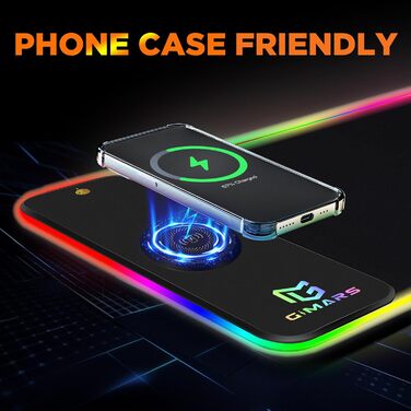 Килимок для миші ігровий Gimars RGB XXL, 800x300x5 мм, з підсвічуванням 12 LED, вологостійкий, з гумовою основою, чорний