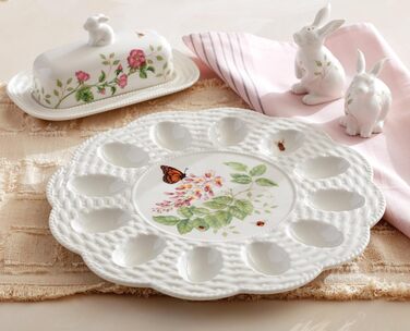 Lenox 7903040 Egg Holder with Butterfly Motif, Porcelain, Multicolor