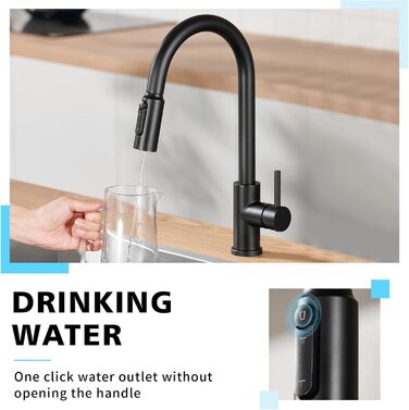 Кухонний змішувач CREA з висувною лійкою, 360° обертання, 3-х режимний, матовий чорний