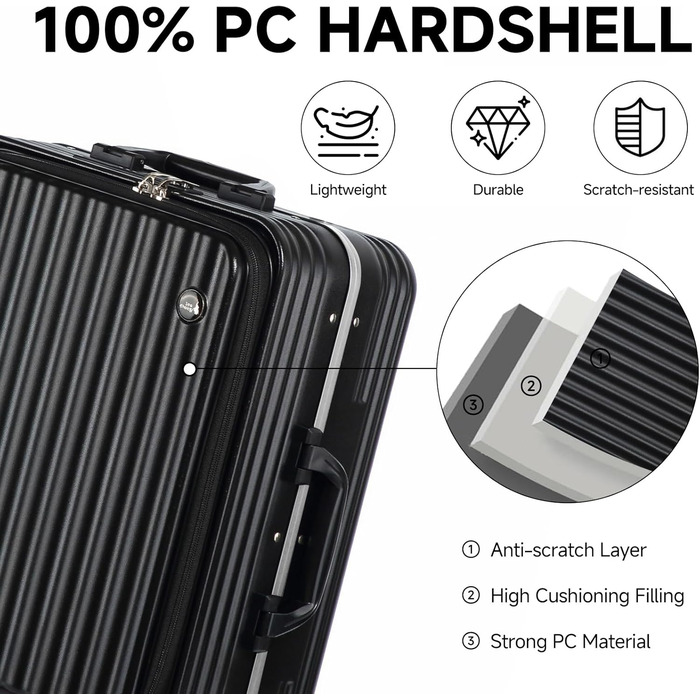 Набір валіз Sea Choice 2 шт. з жорстким корпусом: Trolley, валіза, багаж, легкий, для подорожей, PC, Rollkoffer, 4 колеса, TSA замок, тримач для напоїв, 55/78 см, зелений