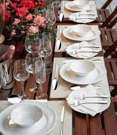 Xespis Cutlery Set 12 People, 60-Piece Stainless Steel Cutlery Set, with Steak Knives, Elegant Dinner Cutlery, High-Gloss Polished and Dishwasher Safe, with Knife Fork Spoon, for Home, Party, Restaurant