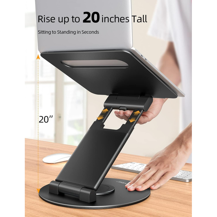 Adjustable Laptop Stand - 360° Swivel Base - Holds 10-17