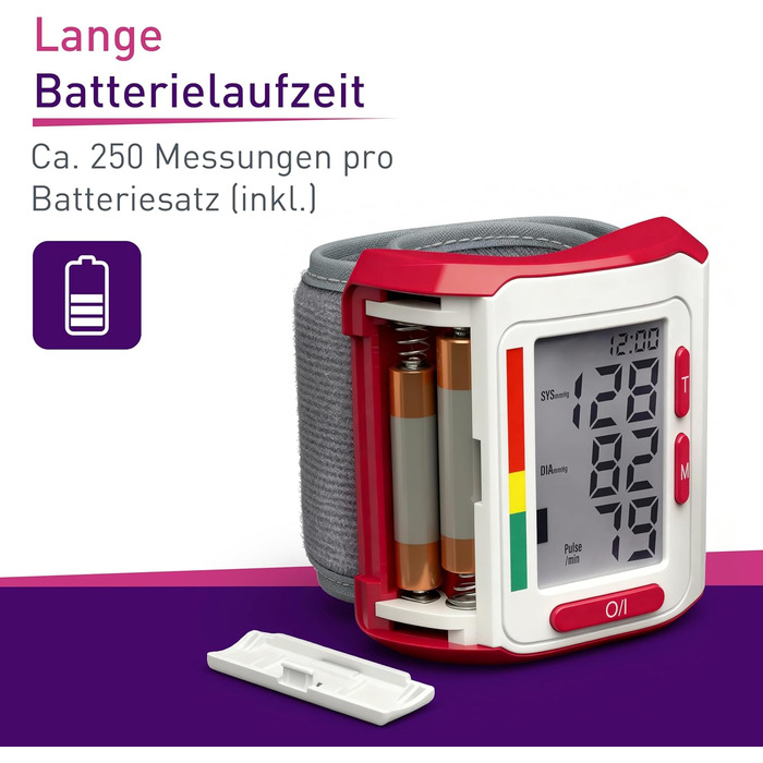 Тонометр на зап'ястя Scala SC 6400 - точний вимірювач артеріального тиску з індикатором ВООЗ, 85 місця пам'яті, Fuzzy Logic, з коробкою та батарейками, манжета 13,5-19,5 см