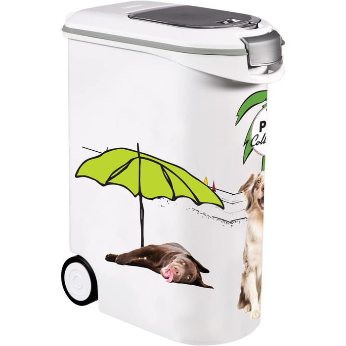 Контейнер для корму Curver для собак – 20 кг/54 л – Pets Collection – великий герметичний контейнер для зберігання корму для собак з колесами – 28 x 49 x 61 см