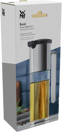 Диспенсер для олії та оцту WMF Basic 120 мл, скляний контейнер з кришкою для аромату, матова нержавіюча сталь Cromargan