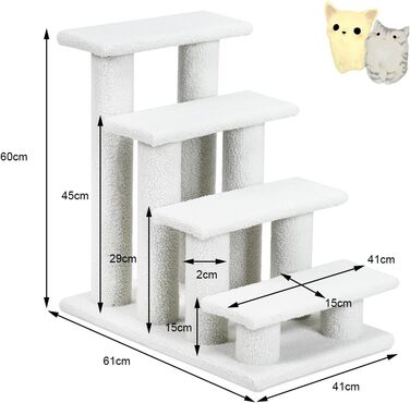 Сходи для котів SOARS, 4-ступеневі, до 25 кг, для собак, котячий комплекс, 61 x 41 x 60 см