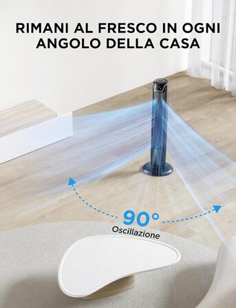 Вентилятор торгової марки Midea FZ10-17JR Elegant Tower Fan з дистанційним керуванням, таймером, потужність 45W, чорний колір