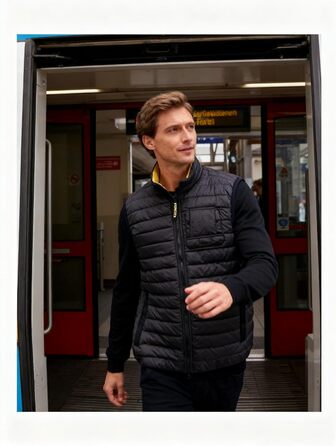 Чоловіча легка степкова жилетка Krumba для зими: утеплена жилетка з підтримкою тепла для щоденних поїздок, прогулянок з собакою та відпочинку на природі. Чорний колір.