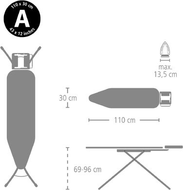 Чохол Brabantia для прасувальної дошки бавовняний 110x30 см з металізованим покриттям та піною 2 мм