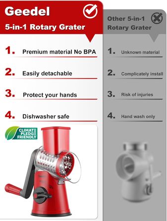 Трока для овочів та сиру з 3 наборами лез, біла (червоно-чорна, 5 лез)