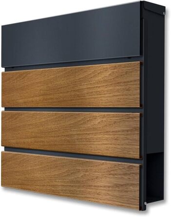 Поштовий ящик Metzler Anton вуличний з газетницею, антрацит. Сучасний дизайн, імітація дерева, з гравіюванням таблички з ім'ям.