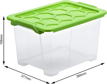 Rotho Evo Safe Keeping Storage Boxes with Lid, Plastic, Turquoise/Transparent (15l, 3-Piece Set)