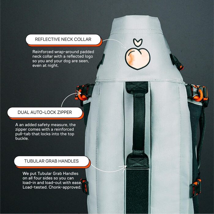 Рюкзак-переноска для собак Little Chonk Maxine One Medium, чорний, для середніх порід, регульований, для подорожей та хайкінгу