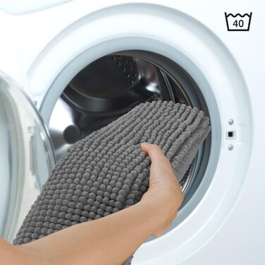 Килимок для ванної кімнати Blumtal Chenille 40x60 см - сертифікований Oeko-TEX, неслизький, миючий, сірий (темно-сірий)