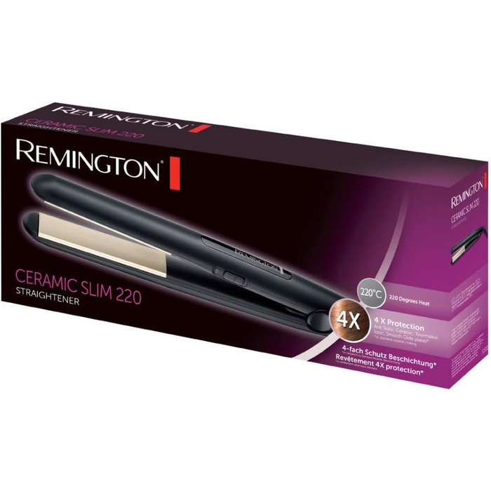 Випрямляч для волосся Remington S1510 Ceramic Slim з керамічним покриттям та технологією Turmalin (4 рівні захисту)
