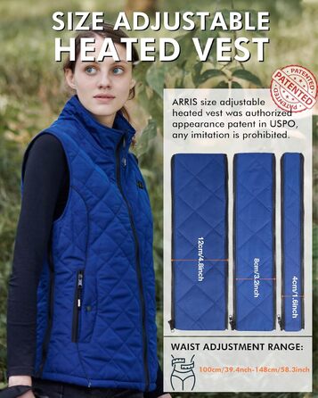 Електрична жилетка ARRIS з підігрівом, універсального розміру, блакитна - для туризму, кемпінгу, гольфу