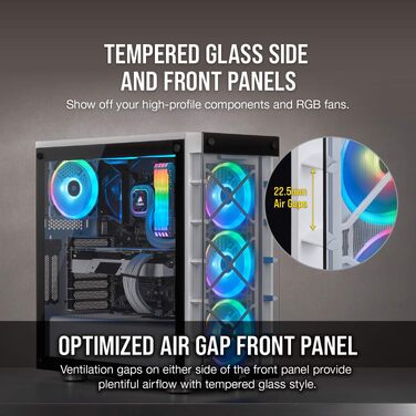Корпус для ПК Corsair iCUE 465X RGB Mid-Tower ATX, білий (загартоване скло, 3 вентилятори LL120 RGB, Smart Glass)