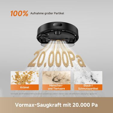 Робот-пилосос з функцією вологого прибирання Dreame D20 Air Plus, потужність 20 000 Па, станція самоочищення, захист від заплутування волосся та смарт-навігація