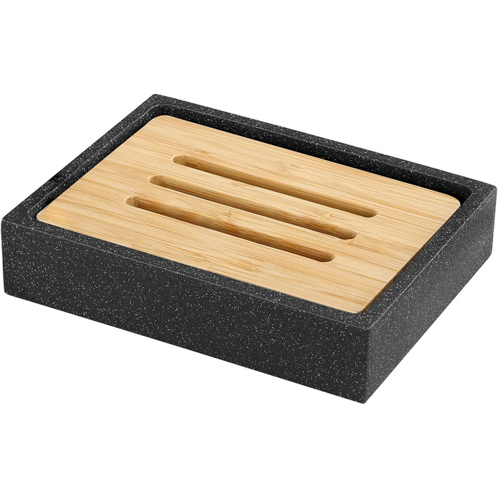 Миска для мила Luxspire з кераміки, антиковзна, білий мармур, для ванної кімнати, душу та кухні, тримач для мила, мильниця, чорний гравій (прямокутна)