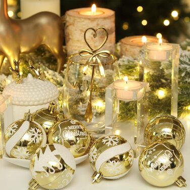 Декоративна куля на ялинку Sea Team з малюнком та блискучими прикрасами, набір (60 мм, золотий)