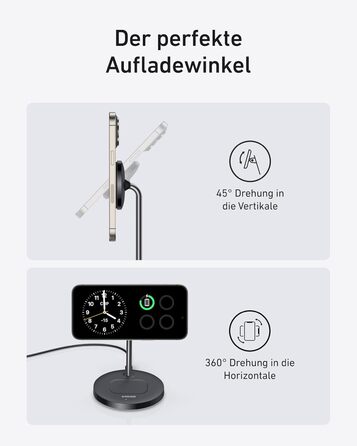 Anker MagGo 15W Magsafe Зарядний пристрій: 2-в-1 Індукційна станція, Qi2 Бездротовий заряд для iPhone 16/15/14/13/12, AirPods Pro, з USB-C кабелем 1.5м, чорний