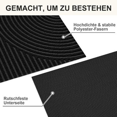 Килимок вхідний FEOMOS 60x90 см, протиковзний вологопоглинаючий килим для дому, передпокою та кухні, чорний