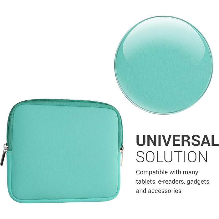Чохол для eReader kwmobile - Neopren, захисна сумка, 17 x 12 x 2 см, підходить для 6' - 6.8' eReader, м'ятно-зелений