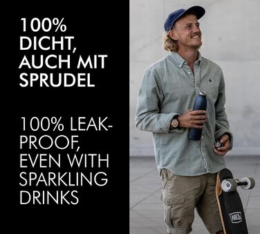 Термокава THERMOcafé by THERMOS TC Bottle 0.75л з нержавіючої сталі, ізотермічна пляшка, стійка до газу, 12 годин гаряче, 24 години холодне, не протікає, для школи, подорожей та офісу (Pastel Water Mat, 750 мл)