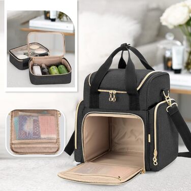 Органайзер для косметики Luxja: жіноча косметичка для макіяжу, подорожей (чорний)