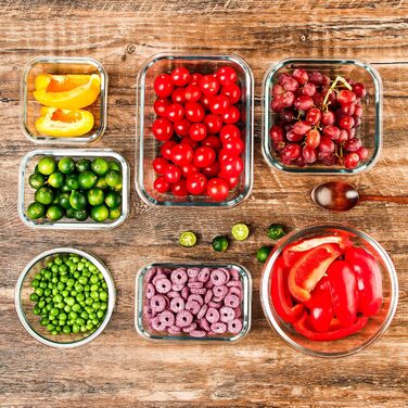 Набір контейнерів для їжі Glas Meal Prep, 12 штук, рожевий, для зберігання та обіду, миється в посудомийній машині