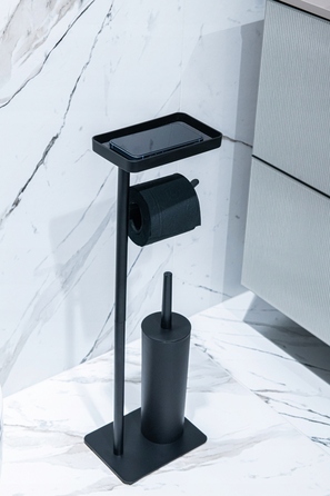 Набір для ванної кімнати в індустріальному стилі: тримач для туалетного паперу та ергономічна щітка для унітаза, чорний матовий