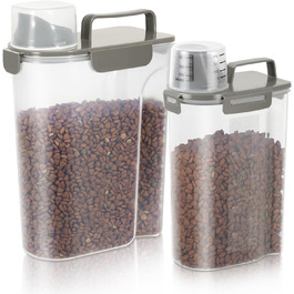 Контейнер для зберігання корму для собак та котів LEAWALK, 3.6-5.4 кг, BPA-free, темно-сірий