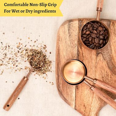 Мірний кухонний набір Kupfer: 8 предметів (чашки та ложки) з дерев'яними ручками, дозатор