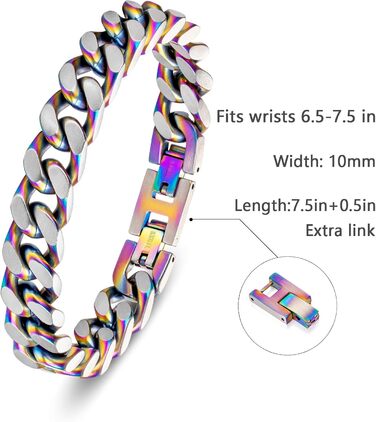 Чоловічий браслет LUCKY2+7 з ланцюгом у стилі Куба, сріблястого кольору, чорний, з нержавіючої сталі