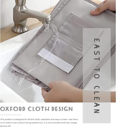 Настінна полиця-органайзер для шафи, сіра, 4 відділення, 12 кишень, 30x22.5x80 см