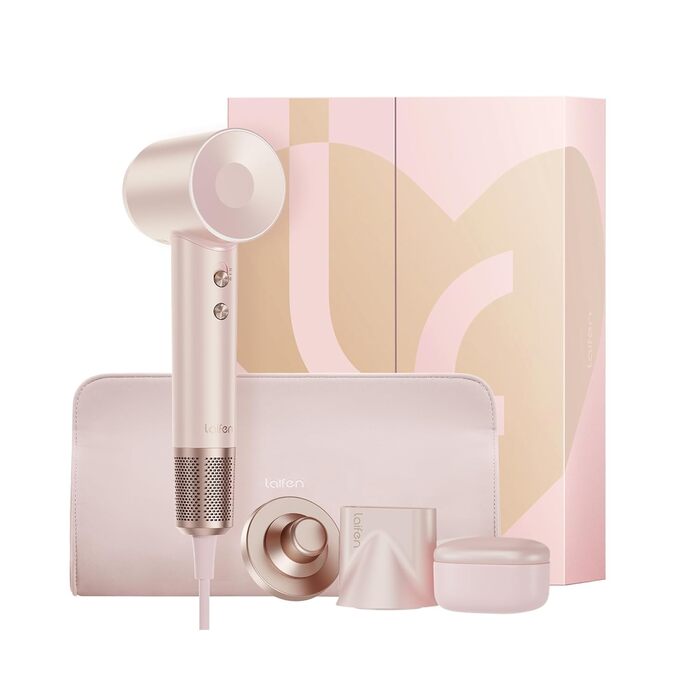 Фен Laifen з магнітною насадкою, 200 млн негативних іонів, 110 000 об/хв, Rosé Gold (Swift Premium)