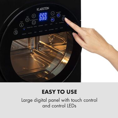 Klarstein AeroVital easy touch Hot Air Fryer - 1700 W Hot Air Fryer, Air Fryer with XXL Volume: 14 Liters, 16 Programs, Cool touch housing, 60 min Timer, 8 h Drying Function, metallic