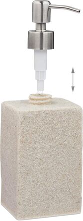 Дозатор для мила Relaxdays, 200 мл, наповнюваний, для ванної, туалету, кухні, з нержавіючої сталі, полірезин, бежевий