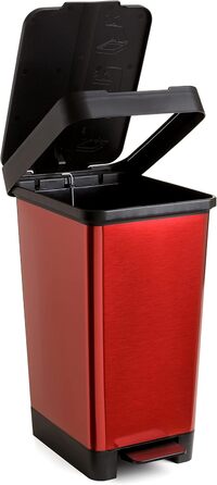 Сміттєве відро з педаллю TATAY Smart Deco 25L | Компактний дизайн | Для дому та вулиці | Підходить для мішко 30L | З міцного BPA-free пластику | 26x36x47cm, дерево (червоне)