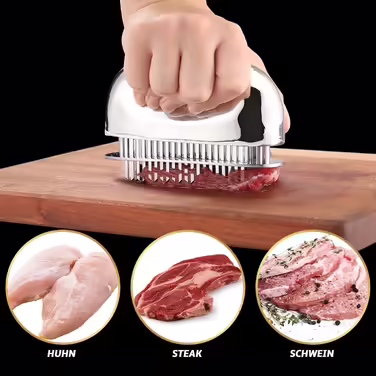 Meat Tenderizer with Ultra-Sharp Blades - Steak Meat Tenderizer made of 100% Stainless Steel - Meat Tenderizer for tenderizing Beef/Chicken/Pork/Veal/Steak - Dishwasher Safe