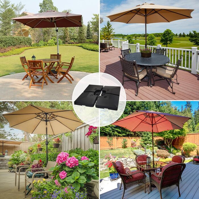 BB Sport Parasol Stand 90 Liter / 150 kg Umbrella Weights 4-Piece for Market Umbrella Base Black - Fillable with Water or Sand 7 Year Material Warranty*