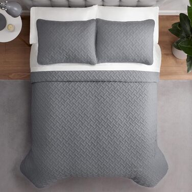 Комплект літньої постільної білизни Serta з ковдрою та наволочками, поліестер, сірий, лаймовий, King Size