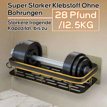 Полиця для душу Dealswin без свердління, 2 шт. Органайзер для ванної кімнати, полиця для зберігання та організації з великою місткістю, тримач для шампуню для душу та ванної кімнати (чорний)