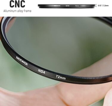 Набір фільтрів ND Neewer (72mm) для Canon, Nikon, Sony, Panasonic: ND2, ND4, ND8, ND16 + очисник об'єктива та чохол