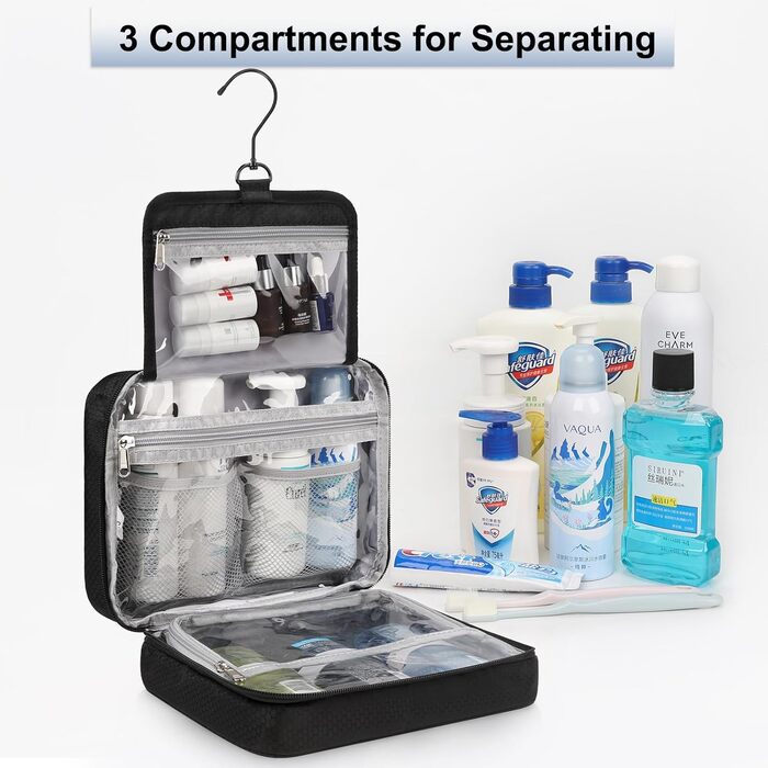 Сумка для туалетних аксесуарів для жінок та чоловіків, дорожня сумка-органайзер для косметики та туалетних речей (футбольний принт, чорний)