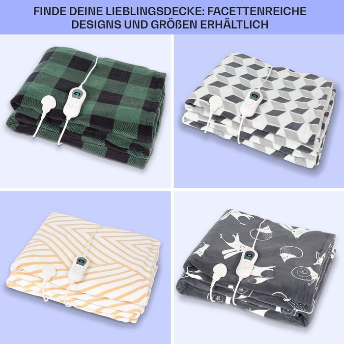 Електрична ковдра Klarstein XXL з підігрівом, 120W, 200x180 см, бежева. Автоматичне вимкнення, для ліжка, дивана та кемпінгу. Економна, пральна.